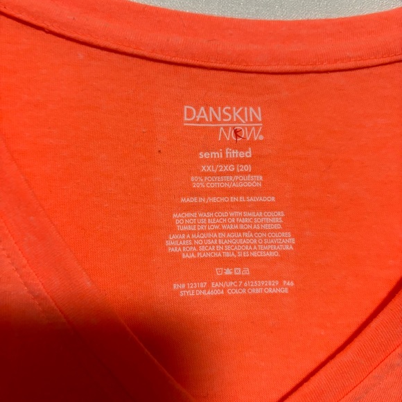Danskin Now Semi fitted dri more Long sleeve V neck top orange XXL EUC - Picture 3 of 7